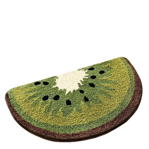 Tapis demi-cercle en forme de kiwi avec motif de pulpe verte et texture antidérapante