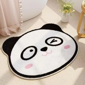 Cute panda shaped faux cashmere rug with soft texture and non-slip backing for bedroom