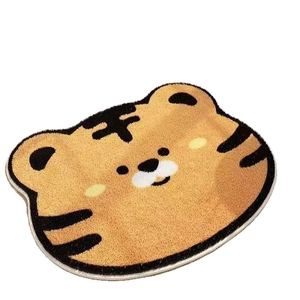 Cute cartoon tiger faux cashmere rug with non-slip backing for living room and bathroom