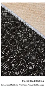 Detail view of anti-slip dotted backing on a Halloween bat door mat for stability