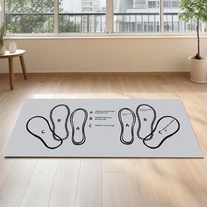 Gray home fitness diatom mud squat training mat with position guide and muscle targets