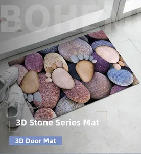 Macro view of 3D pebble pattern door mat made of polyester fiber for home decor