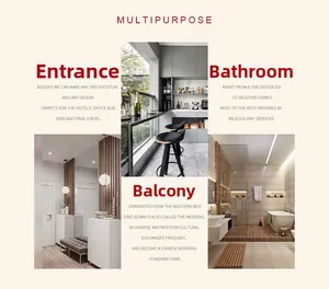 Collage showing 3D stone pattern door mats used in entryways, bathrooms and balconies