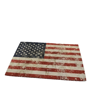 Absorbent diatomite mat with distressed American flag design for entryway and bathroom