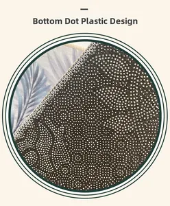 Detail of the non-slip dotted bottom and durable stitched edges of the stone pattern doormat