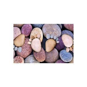 3D stone pattern door mat with colorful pebbles and unique footprint design