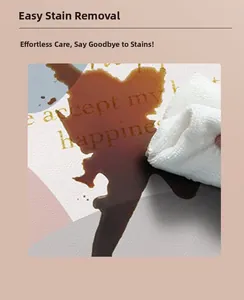 Detail of waterproof leather balcony mat being wiped clean with white cloth