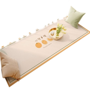 Waterproof leather balcony bay window mat with orange print and happiness text