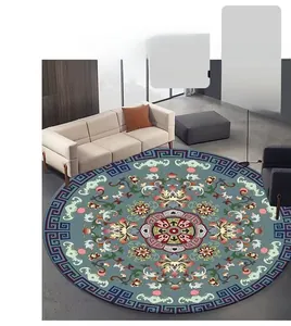 Classic round rug with vintage Persian palace patterns for living room and round tables
