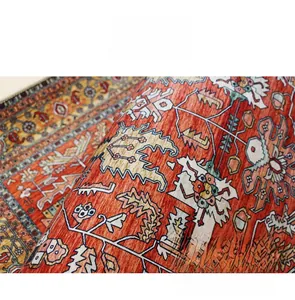 Detail of soft crystal velvet Persian rug showing fine texture and foldable material