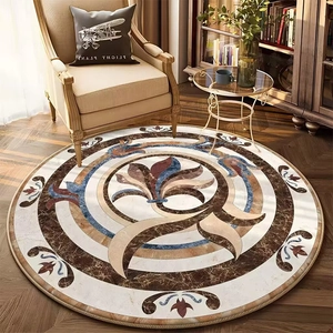 Classic European round rug with vintage Persian pattern for living room decor