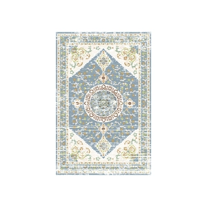 Rectangular Persian style living room rug with vintage distressed medallion pattern