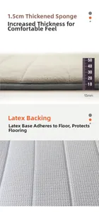 Detail of 15mm thick memory foam bath mat with non-slip latex backing texture