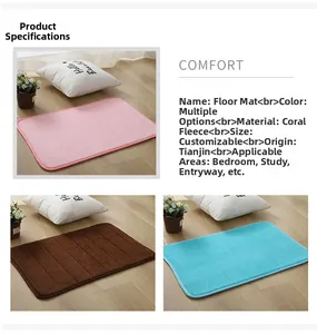 Detail of soft coral fleece pet mats in pink, dark brown, and sky blue color options
