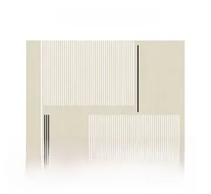 Close-up of beige Japanese minimalist rug with white stripes and black geometric lines