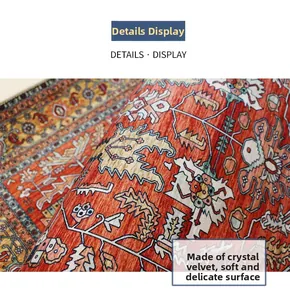 Close-up of soft crystal velvet texture on this vintage Persian bohemian rug