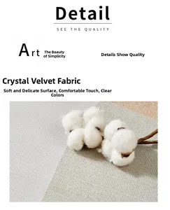 Macro detail of soft crystal velvet fabric showing fine texture and beige woven patterns