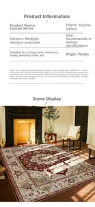 Detailed close-up of retro Persian rug texture and crystal velvet material finish