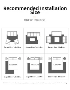 Size guide for vintage Persian rugs in living room and bedroom layout scenarios