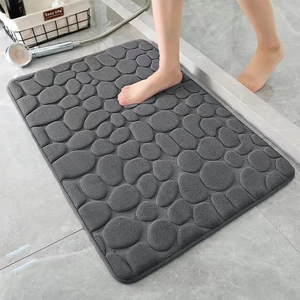 Embossed Pebble Coral Fleece Bathroom Mat Absorbent Non-Slip Floor Rug For Shower Entryway Kitchen Home Decor