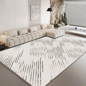 Minimalist wabi-sabi rug with black stripes and dotted pattern for modern living room