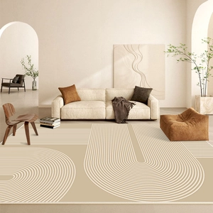Japanese Minimalist Polyester Area Rug Modern Geometric Line Striped Pattern Non-Slip Living Room Bedroom Large Floor Mat Carpet