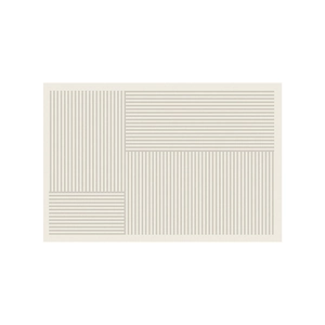 Minimalist Japanese-style area rug with grey geometric lines on off-white base