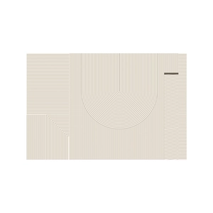 Minimalist Japanese style living room rug with beige geometric U-shaped lines