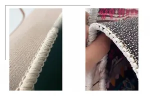 Détails des bords renforcés et du envers antidérapant de ce tapis de luxe minimaliste