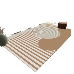 Tapis de salon minimaliste style japonais avec motifs géométriques et tons terreux