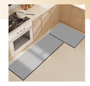 Juego de dos alfombras de cocina de tierra de diatomeas grises, absorbentes y antideslizantes