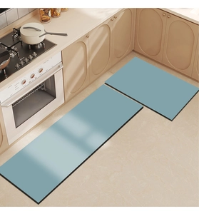 Juego de alfombrillas de cocina azul Morandi con superficie absorbente y base antideslizante