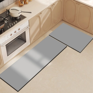 Juego de 2 alfombras de cocina gris oscuro absorbentes y antideslizantes de goma