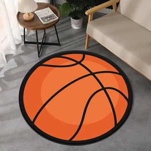 Tapis rond motif basket orange et noir pour décoration de salon moderne et chambre