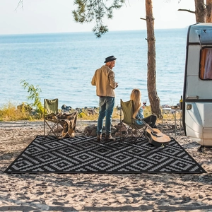 Groot Buiten Kampeertapijt Geometrisch Diamantpatroon Waterdichte Picknickmat Machine Wasbaar Opvouwbaar Strandtapijt