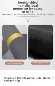 Close-up of tech velvet surface and anti-slip rubber backing for the bathroom mat