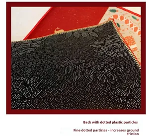 Detail of anti-slip rubber backing with tiny dots on a durable kitchen floor mat