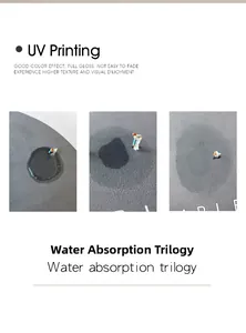 Detail of dark grey absorbent bath mat showing the fast-drying UV printing process