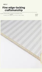 Detail of fine overlocking process with double-threaded edges on marble pattern rug