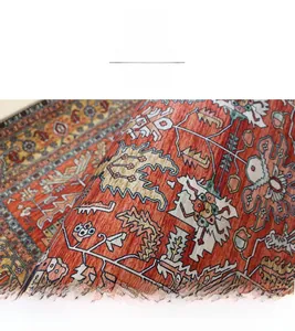 Detailed macro view of soft diamond fleece material on Persian bohemian rug