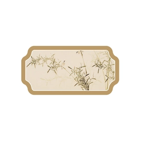 Absorbent diatom mud tea mat with vintage Chinese ink bamboo and bird painting pattern