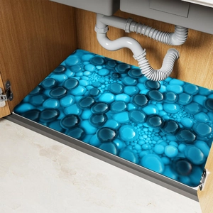 Waterproof 3D blue pebble pattern sink liner for kitchen cabinets and drawer protection