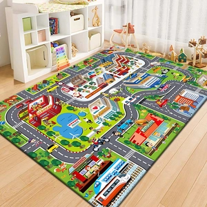 Tapis de jeu enfant avec circuit urbain et routes, antidérapant pour chambre d'enfant