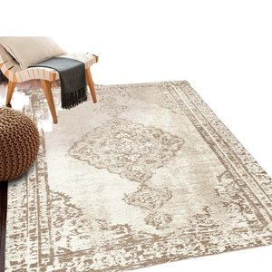 Bohemian vintage area rug with large medallion pattern for living room and bedroom