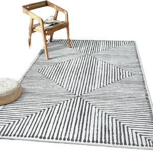 Modern geometric area rug with grey diamond patterns for living room and bedroom