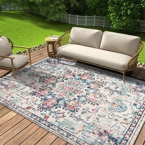 Tapis de Style Persan Bohémien Tapis en Polyester Imprimé Vintage Vieilli Lavable pour Camping en Plein Air Tapis de Pique-Nique Antidérapant en Velours de Cristal Salon