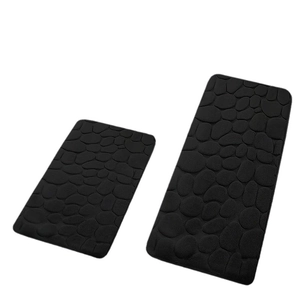 Black pebble embossed memory foam bathroom mat set of 2 with non-slip texture