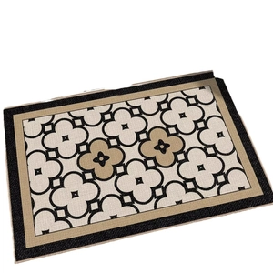 French luxury entrance doormat with floral geometric pattern and non-slip backing
