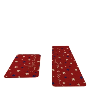 Patriotic 2-piece kitchen mat set with stars and America text on red background