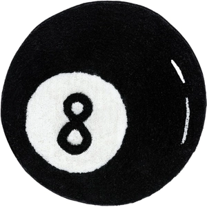 Classic black 8-ball round tufted faux cashmere rug for living room and bedroom decor